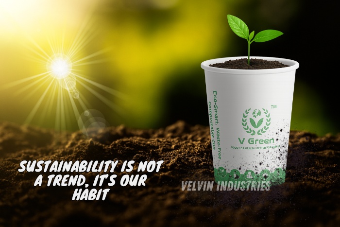 VELVIN INDUSTRIES – V GREEN compostable paper cup with sustainability and eco-conscious manufacturing in Tamil N
