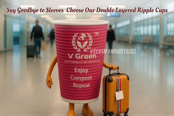 V GREEN-Eco-friendly, compostable ripple cups manufactured in Tamil Nadu for hot beverages and sustainable use