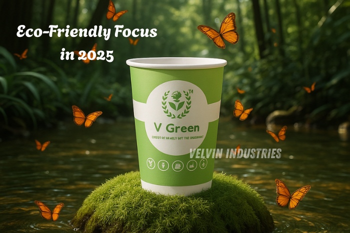Showcasing compostable and biodegradable cups made in Tamil Nadu with an eco-friendly focus for V GREEN eco-friendly